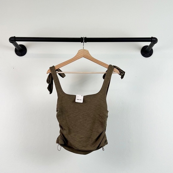 NWT Free People Boulevard Ruched Tie Strap Tank Top in Oregano - Picture 6 of 9
